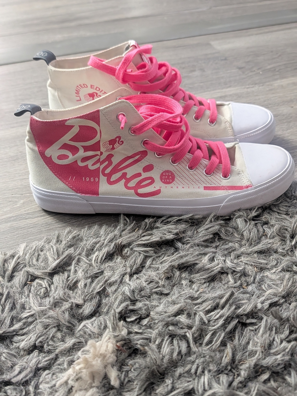 Barbie Pink & White High-Top Sneakers Limited Edition